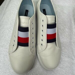Tommy Hilfiger White Sneakers with Red and Blue Accents